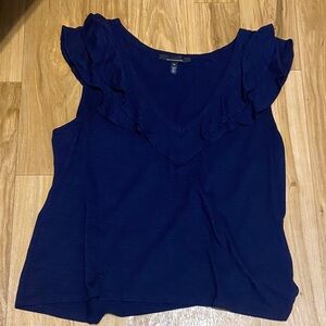 White House Black Market Women's Navy Sleeveless Ruffle Top; size XL
